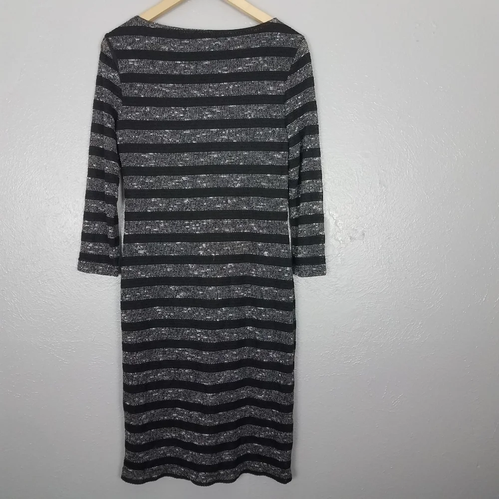 Sharagano Size 10 Black Gray Fully Lined Swester Knit Knee‎ Length Dress EUC